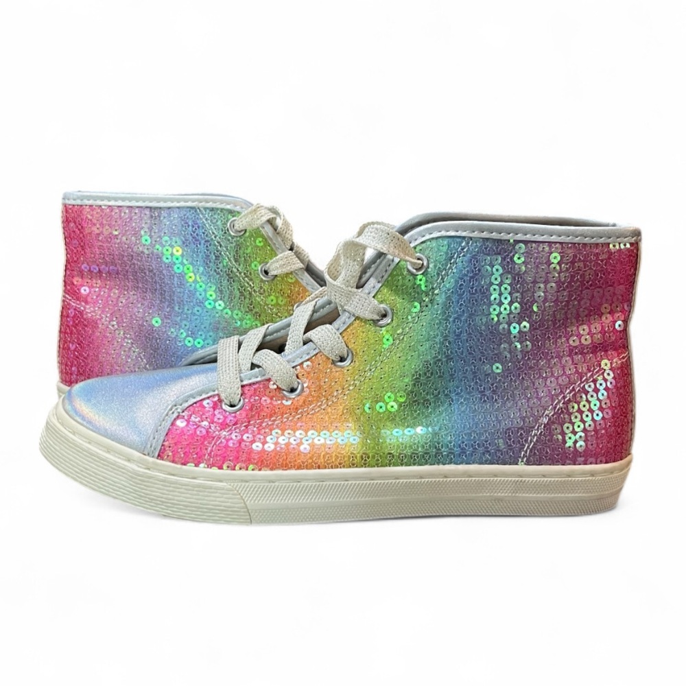 THE CHILDREN’S PLACE Girl's High Top Multicolored Sequined Shoes Size 4 Youth
